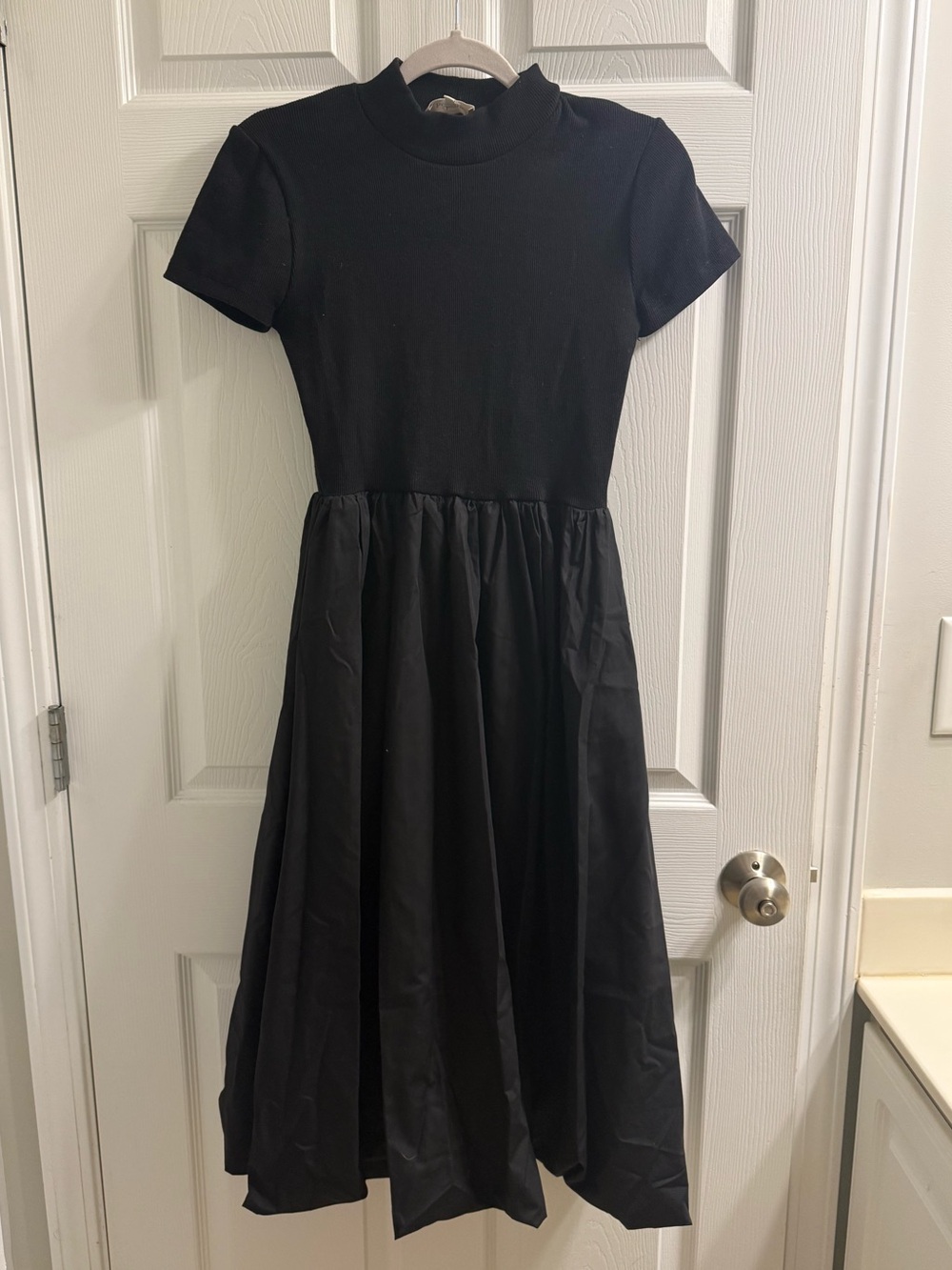 Böhme Black Mockneck Midi Bubble Skirt Dress